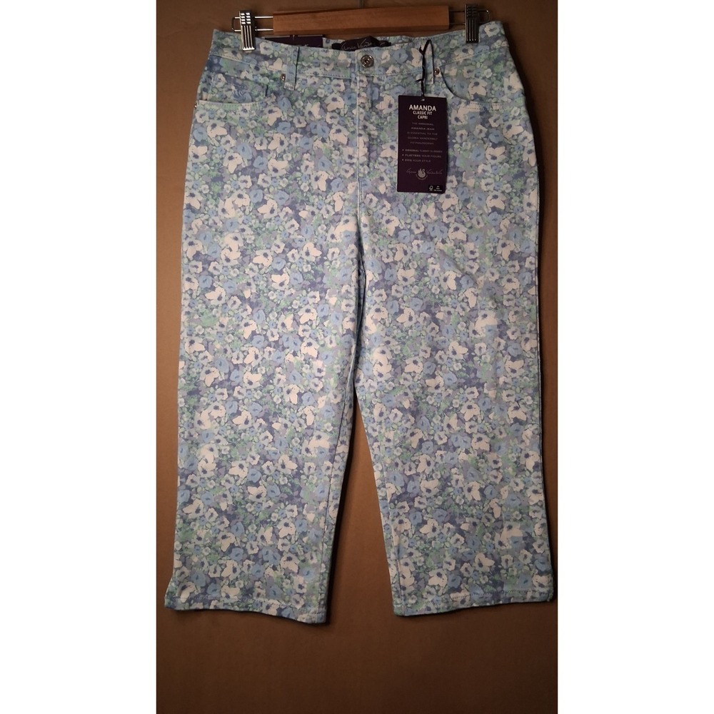 Gloria Vanderbilt Women's Amanda Capri Pastel Floral Size 8 Slimming NWT